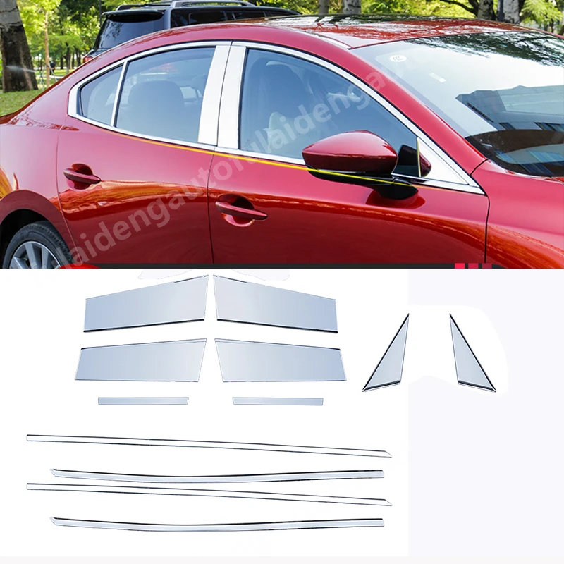 Для Mazda 3 Axela- хромированная нержавеющая сталь, для двери, окна, столба, подоконник, накладка, отделка, автомобильные аксессуары