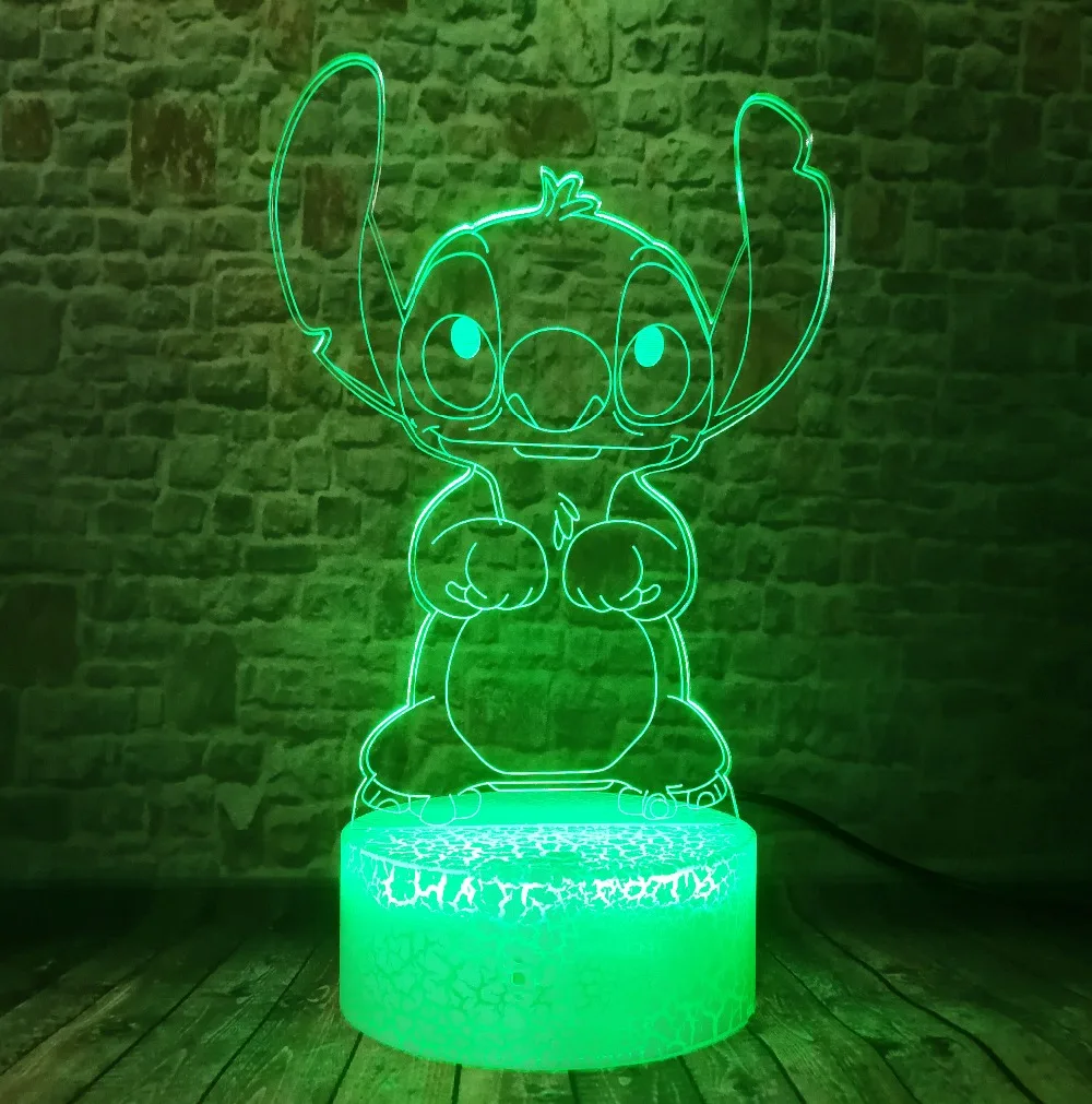 Мультяшная тематика «Лило и Стич» 3D Светодиодная лампа для спальни настольные семейные украшения на заказ 7 цветов умный сенсорный контроль ночник детский подарок