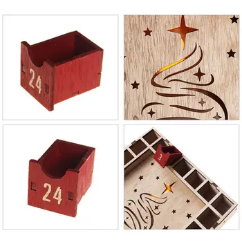 

Christmas Wooden Advent Calendar Countdown Decoration 24 Drawers LED Light Home Q6PE