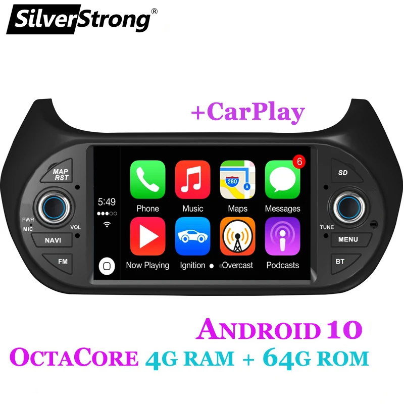 Автомобильный мультимедийный плеер GPS для FIAT/Fiorino/Qubo/Citroen/Nemo/Peugeot/Bipper Android10.0 OctaCore 1DIN