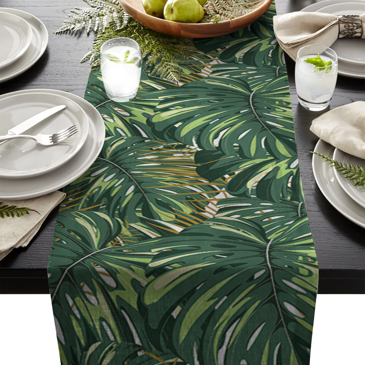 Тропическое растение Monstera настольные дорожки домашние украшения для семейного ужина на открытом воздухе в помещении для вечеринок на День Благодарения и Рождество
