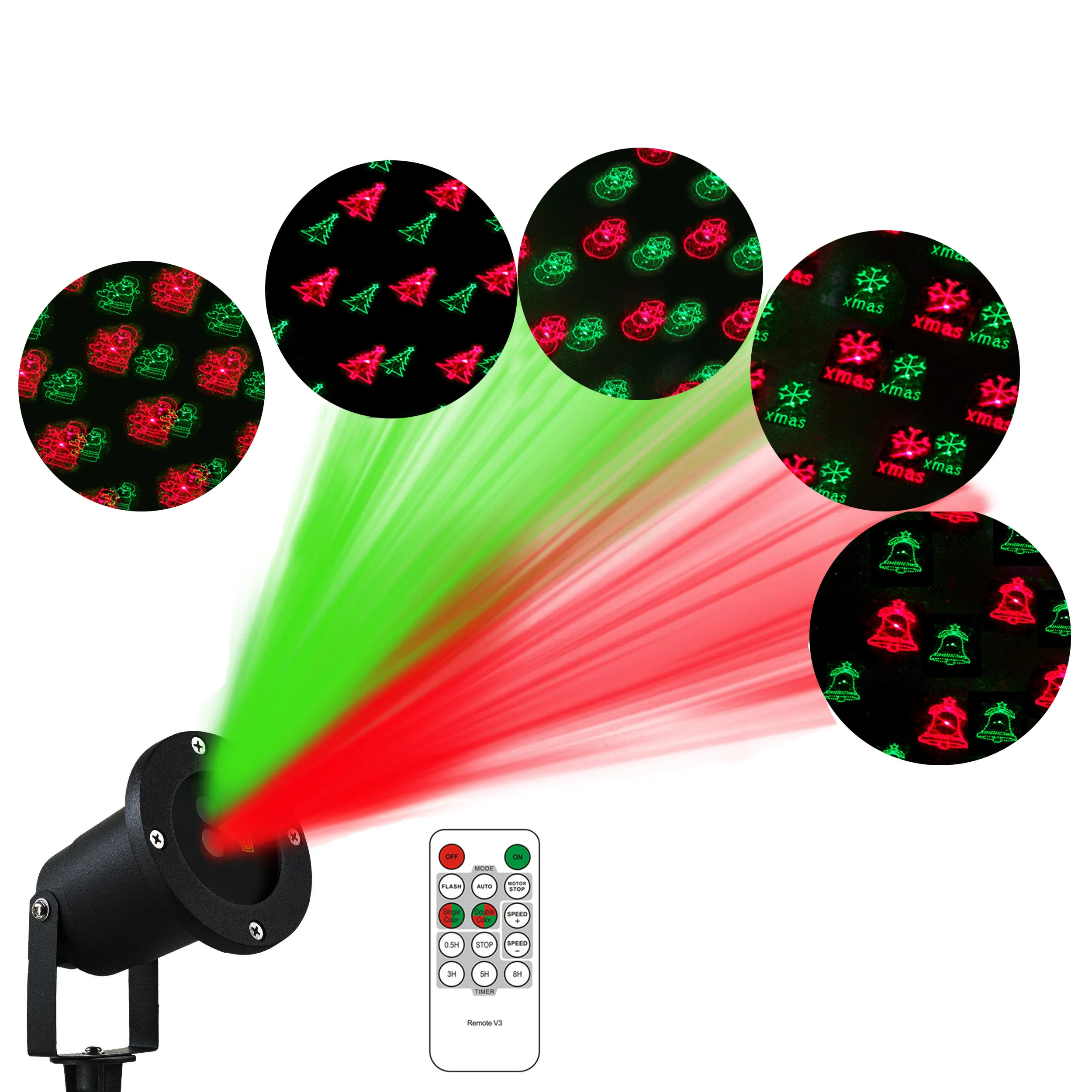Thrisdar 8 Узор Рождество Снежинки проектор лампа с дистанционным зеленый красный Рождественский лазерный светильник пейзаж лазерный