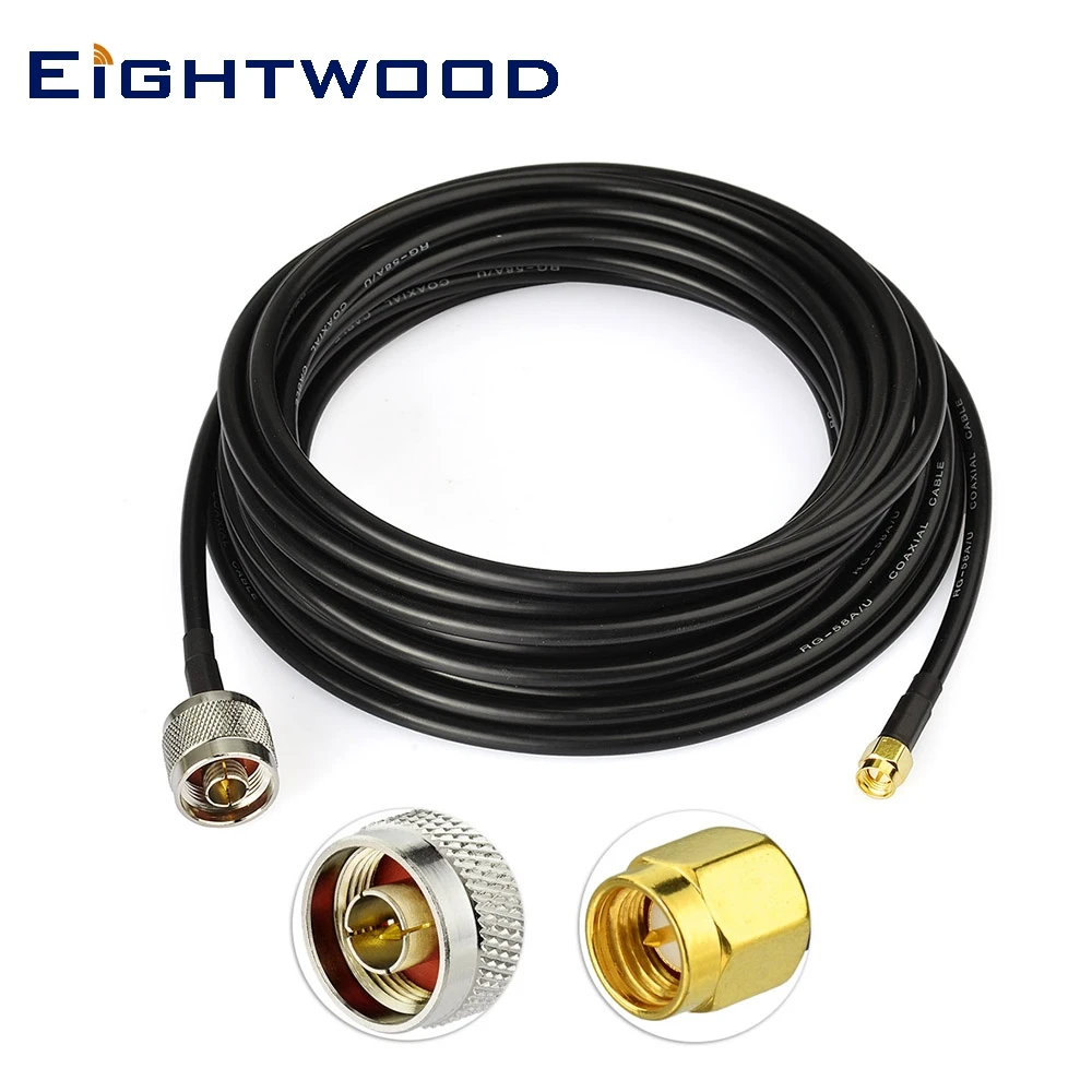 

Eightwood Outdoor Lora 868 Antenna Adapter Cable N Type Male to SMA Male Low Loss RG58 for GPS WLAN Radar TV UHF Radio Systems