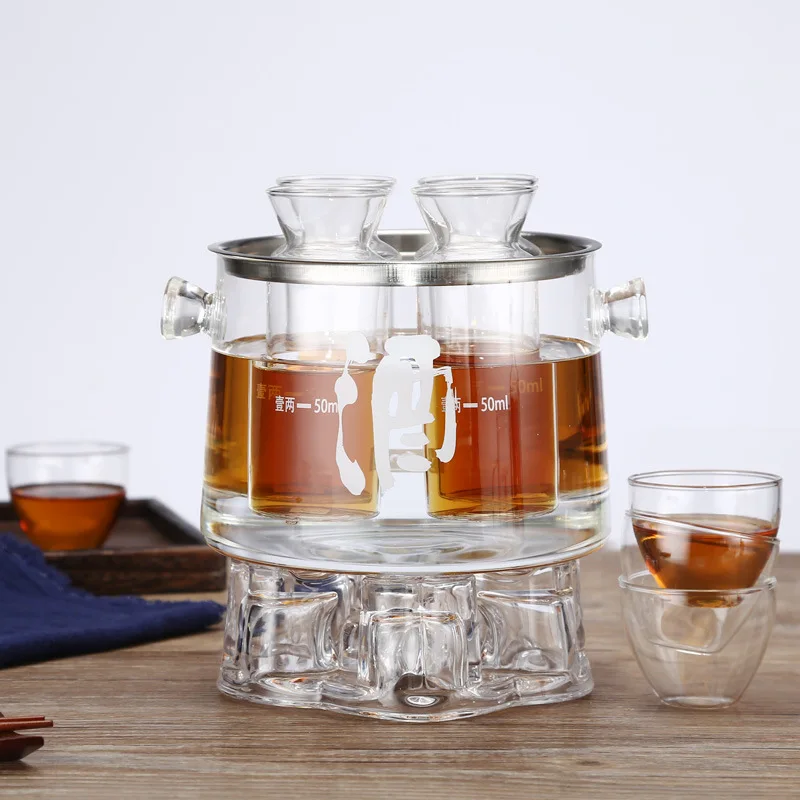 Ming shang de Borosilicate Points вино горячее вино теплое jiu qi ju стеклянный набор для подогрева вина