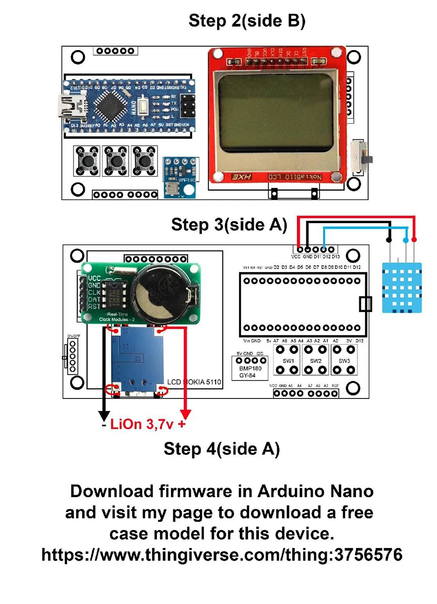DIY kit Метеостанция стартер IoT Температура Влажность Атмосферное Датчик давления ЖК Nokia5110 BMP180 DHT11 для Arduino Nano