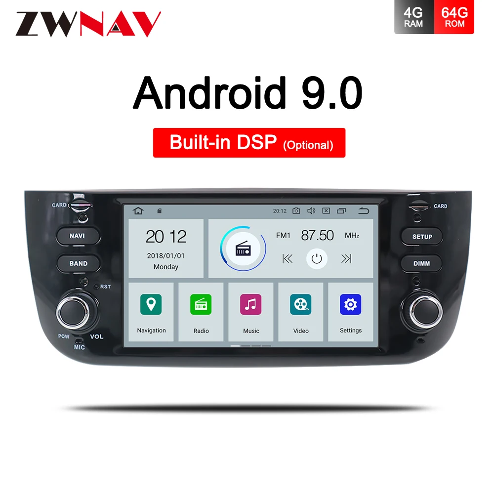 Автомагнитола dvd-плеер Android 9,0 головное устройство для Fiat Punto 2009- Linea 2012+ gps навигация Мультимедиа стерео Авто Аудио 4+ 32
