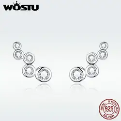 WOSTU 2019 Новый дизайн подлинные 925 пробы серебряные серьги простые 5 круг CZ серьги-гвоздики для женщин модные ювелирные изделия BNE235