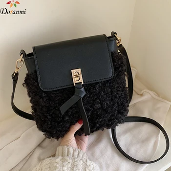 

DORANMI Soft Fur Messenger Women's Bags 2019 Winter Soft Fur Shoulder Bag Bucket Bags Female Crossbody Bag Bolsos Mujer BG246