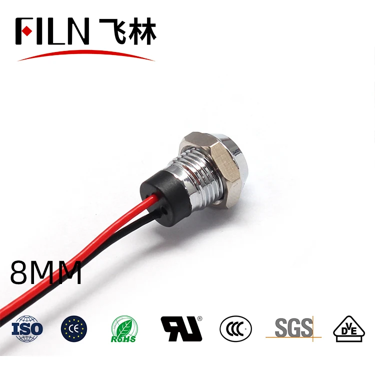 FILM 8mm Sockel Kopf Wasserdicht 12v 24v 220v 110v Küche Ausrüstung Pilot Lampe Led Anzeige licht mit Draht – Detail 4