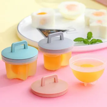

4 Pcs/Set With Handle Omelette Mold 3Color PP Fried Egg Mold Egg Steamer Poached Egg Mold Kitchen Accessories