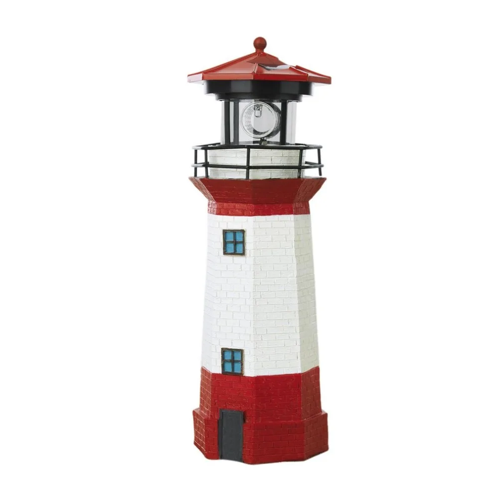 

Solar Power LED Lighthouse Light with Rotating Light Beam 29CM Home Garden Decoration Fence Lawn Lamp Fairy Lights