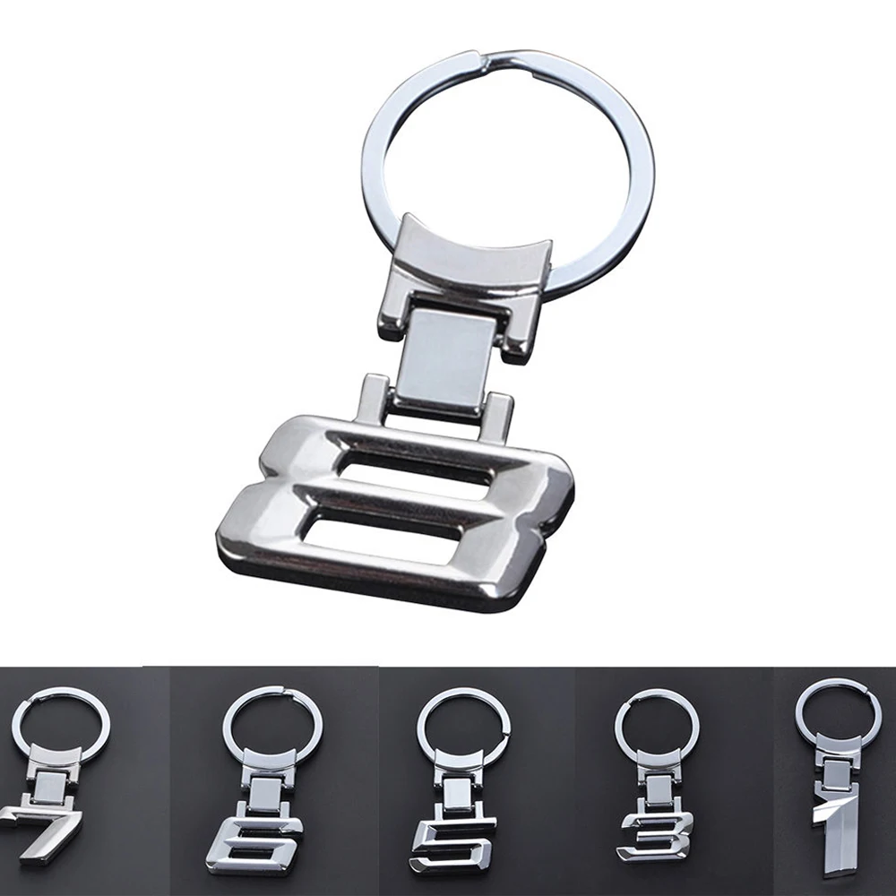 Metal Keychain Fashion Creative Modified Digital Metal Car Keychain Key Ring For Adui Lexus Bezn BMW X 1 3 5 6 7 8 Logo Car Styling