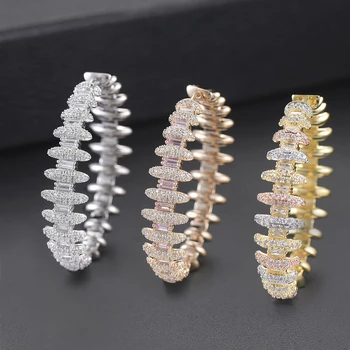 

LARRAURI High Quality Twist Cubic Zircon Statement Earrings For Women DUBAI Bridal Round Circle Big Hoop Earring Wedding Jewelry