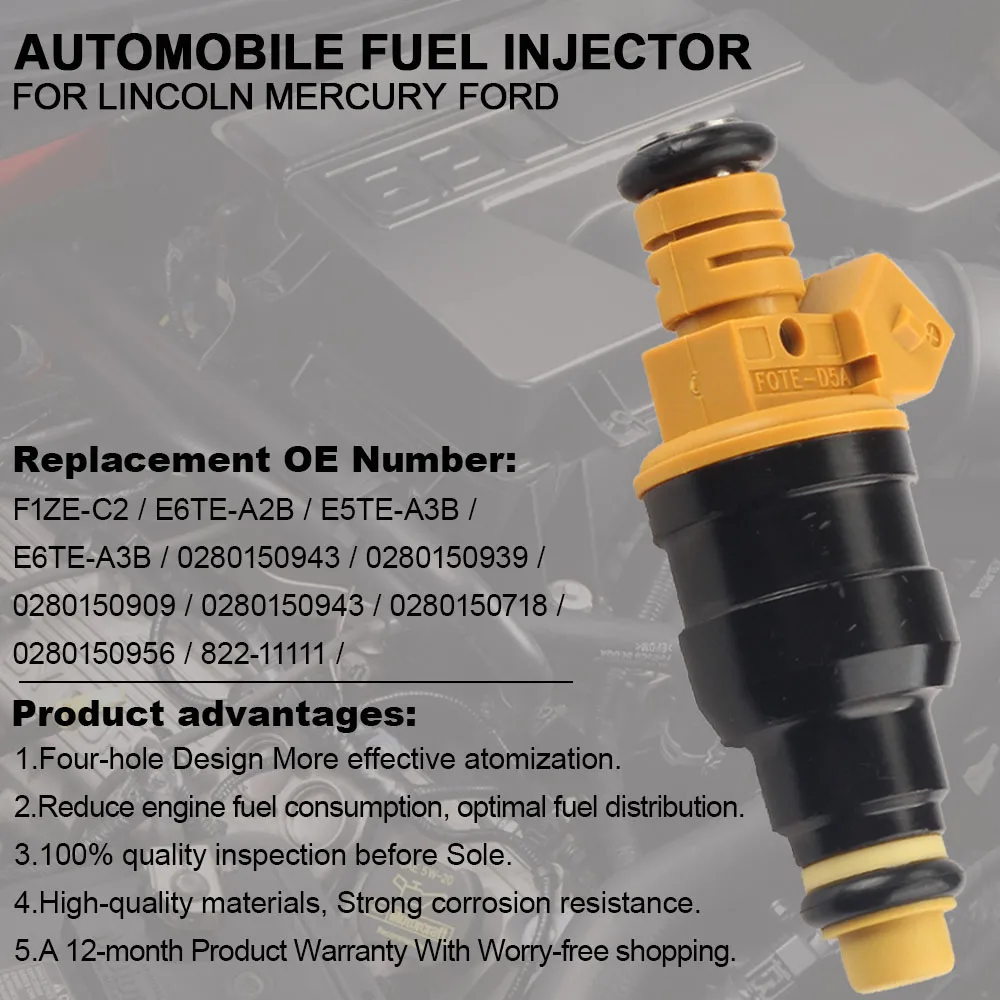 8PCS Fuel Injector Nozzle For Ford Bronco Mustang Excursion F150 F250 F350 E150 0280150943 0280150939 0280150909 0280150943