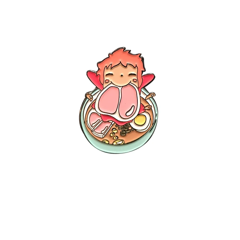 Брошь Ponyo в миске рамен милые аниме украшения с простыми удовольствиями |