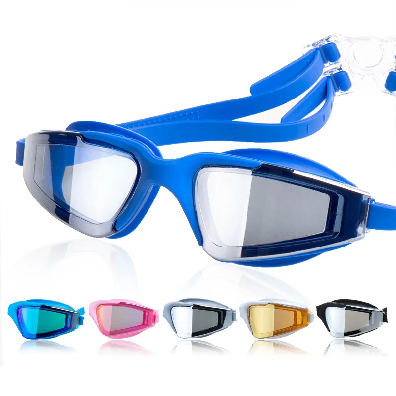 

High-definition Electroplated Plain Glass Goggles Big Box Waterproof Anti-fog Swimming Glasses Men And Women Goggles Foreign Tra