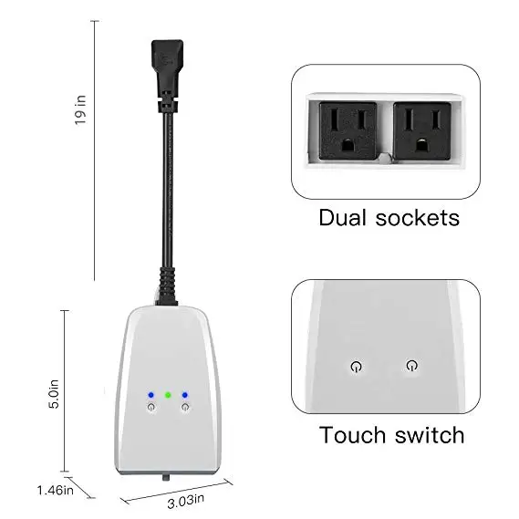Tuya Водонепроницаемый wifi умный usb разъем умная розетка внешняя мощность 2 Wifi розетки совместимы с Alexa Google Home IFTTT Smart life