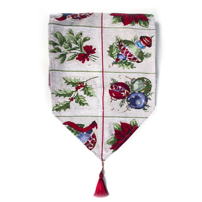 Christmas Table Runner With Tassels Pendant Festive Holiday Dinning Table Decorations YH - Цвет: As the picture show