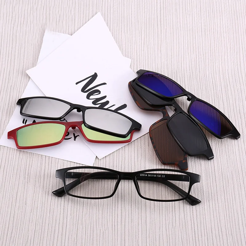 

5 In 1 Polarized Clip On Sunglasses Women Men Magnetic Rectangle Sunglass Optical Myopia Prescription Eyeglasses Frames Eyewear