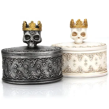 

Crown Skull Storage Box Jewelry Finishing Container Desktop Earrings Ring Necklace Bracelet Storage Boxes Organizer Decoration