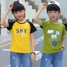 Футболка с короткими рукавами для мальчиков г., Новая Стильная летняя детская футболка Топы с короткими рукавами в западном стиле для больших мальчиков, модная летняя одежда для мальчиков