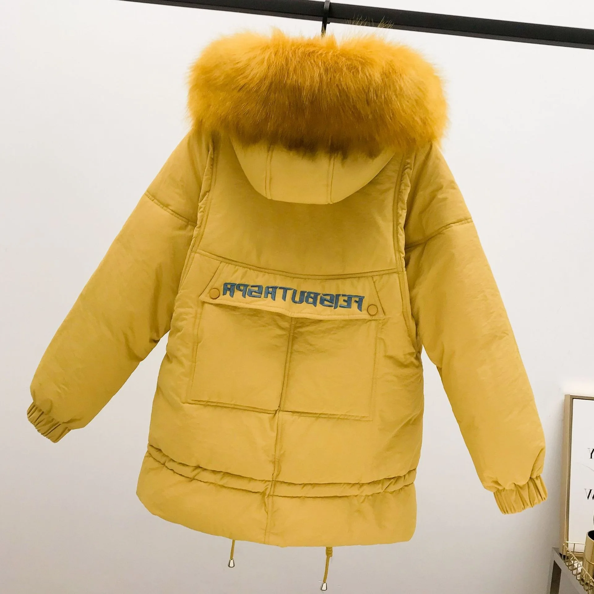 

2019 New Style Korean-style Short Thick Loose-Fit WOMEN'S Dress Removable Shoulder Fur Collar "Hooded Jumper down Jacket Cotton-