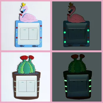 

Animal Stickers Unicorn Flamingo Cartoon Room Decor 3D Wall Silicone On-off Switch Luminous Light Switch Outlet Wall Sticker