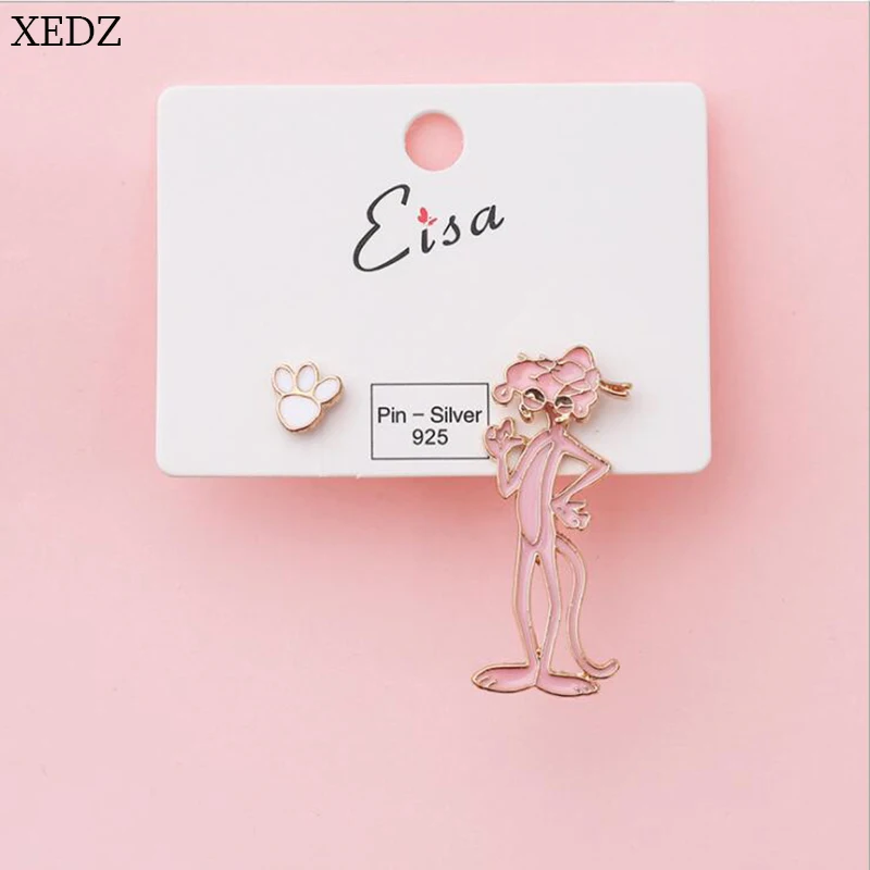 XEDZ New Butterfly UFO Rocket Planet Unicorn Pink Naughty Leopard Chain Irregular Earring Fashion Cute Animal Earring Girlfriend