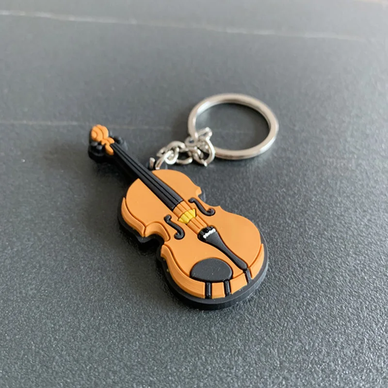 PVC Soft Instrument Key Ring Cute Guitar Violin Saxophone Key