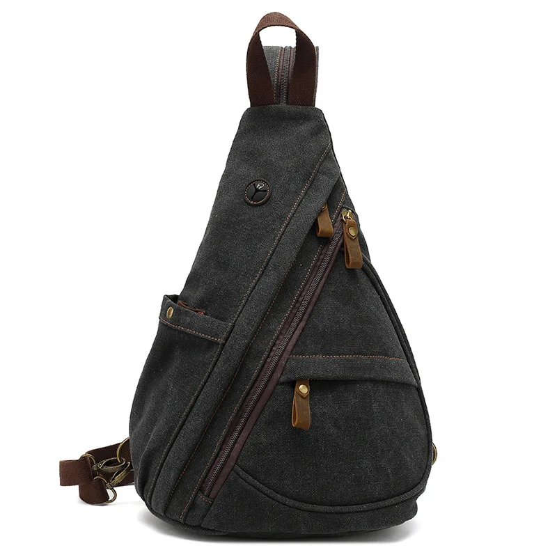 Canvas bag new men's canvas chest bag large capacity leisure men's bag Single Shoulder Messenger Bag multi functional back backpack mens messenger bag