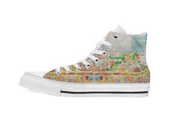 

Barcelona Parc Guell Design High Top Canvas Custom Shoes flat Casual shoes Drop Shipping
