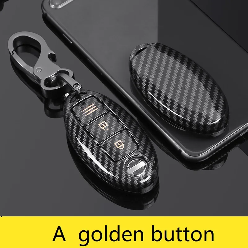 Glossy Carbon fiber ABS Car Key Case Cover For Nissan Tidda Livida X-Trail T31 T32 Qashqai March Juke Pathfinder Keychain | Автомобили и