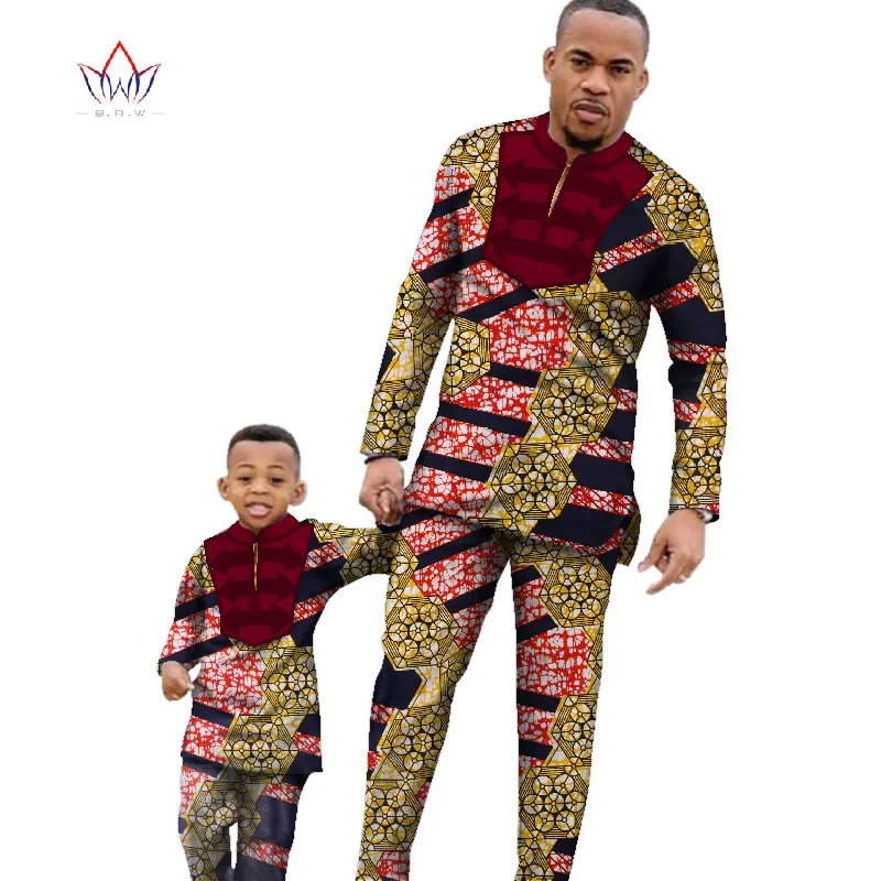 Новая мужская одежда в африканском стиле, комплекты из футболки и штанов, Bazin Riche, одежда для Отца и Сына, Дашики, мужские хлопковые комплекты из 2 предметов, WYQ85 - Цвет: 16