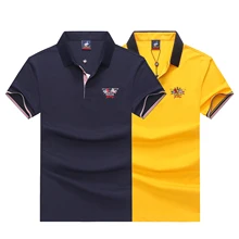 Мужская Повседневная рубашка поло с вышитым воротником, удобная хлопковая однотонная брендовая одежда для мужчин, рубашка поло с коротким рукавом