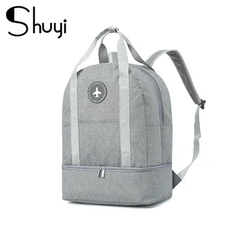 

Multifunction women's backpack fitness bag Large Capacity dry and wet separation sports bag shoulder bag couple travel solid Bag