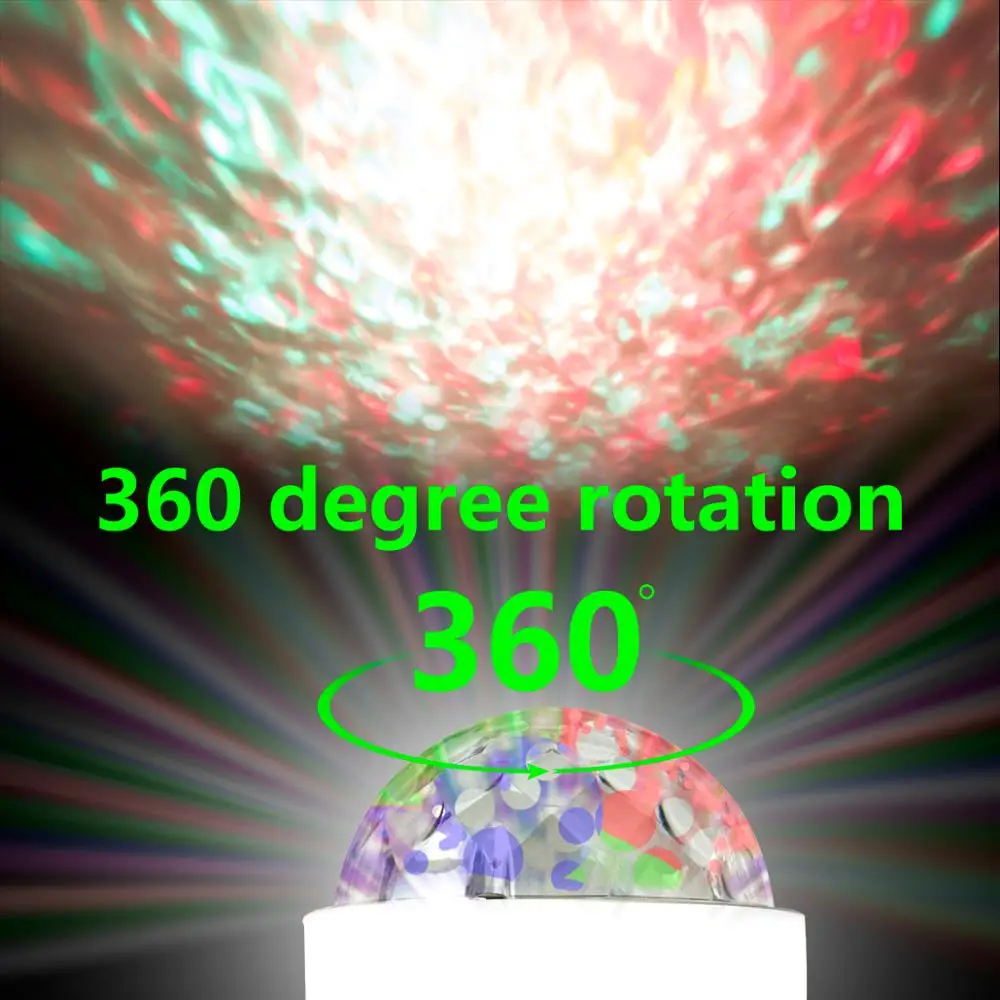

E27 LED Disco Lamp Rotating colorful Lamp Water Ripples Light RGB bulb stage lights, for family parties wedding scenedecoration