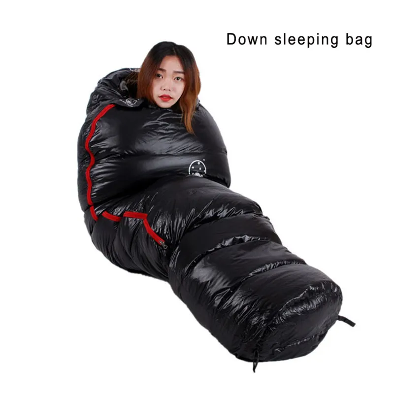 Very Warm White Goose Down Filled Adult Mummy Style Sleeping Bag Fit for Winter Thermal 4 Kinds of Thickness Camping Travel 2
