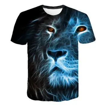 

Hot summer men's t-shirt O-neck short-sleeved clothing animal lion 3D printed T-shirt large size men's T-shirt s-6xl