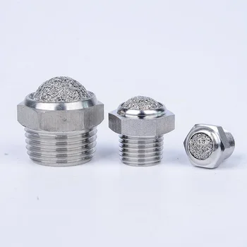 

10pcs a lot Stainless steel exhaust silencer muffler thread 1/8 1/4 3/8 1/2 BSP plug air connector Bird nest type fitting