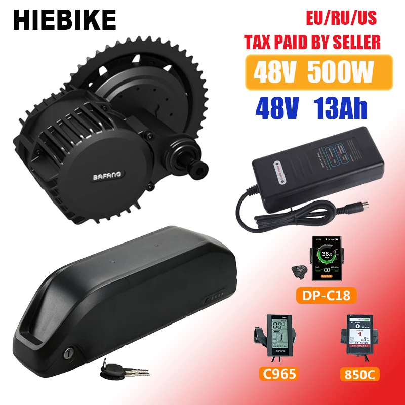 

500w 48v Bafang Motor Ebike Mid Drive Motor Electric Bike Conversion Kit with Battery 48v 13AH with 8fun Display Charger BBS02