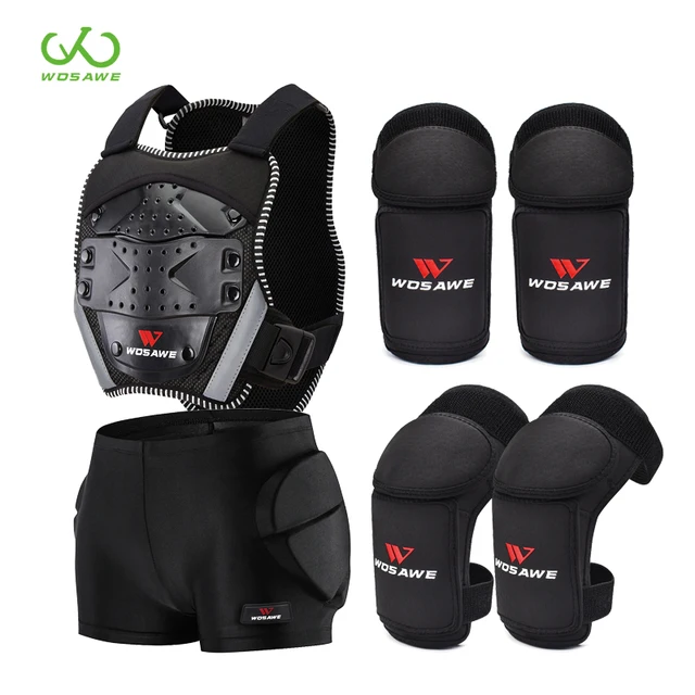 US $13.53 WOSAWE Kids Armour Vest Hip Shorts Protection Knee Elbow Pads Set Dirt Bike Skateboard Guards Motoc