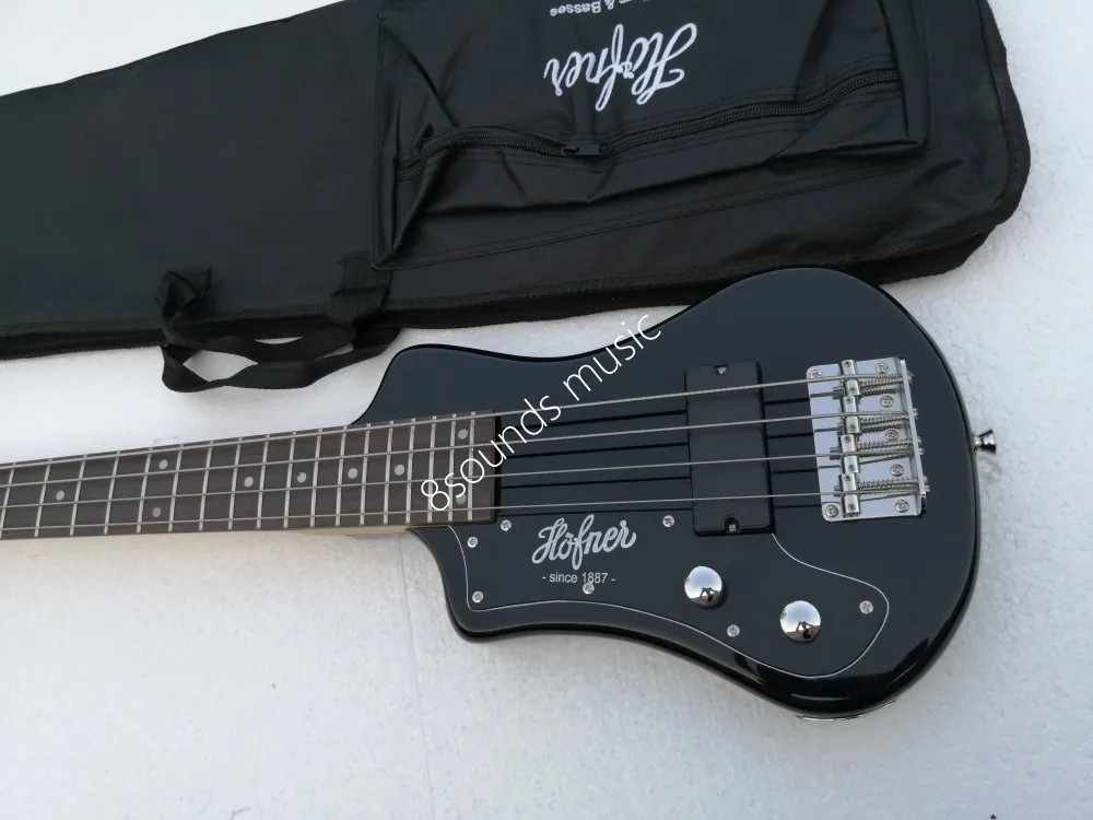 Черный hofner коротышка бас 4 струны на заказ hofner Мини Путешествия бас-гитара для левши гитары
