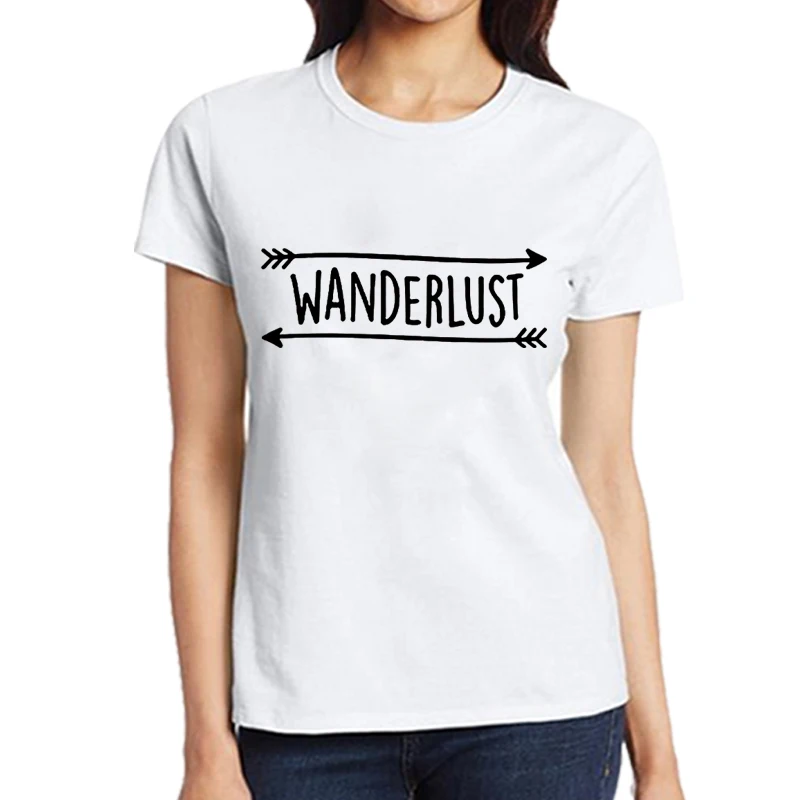 

Femme Tumblr Summer T-shirt Wanderlust Letters Print Women Tshirt Casual Hipster T Shirt for Girl Top Tee Black Cute