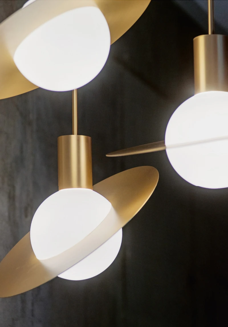 Nordic copper pendant lights bedroom bedside simple modern dining room living room personality design Saturn pendant lamps