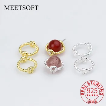 

MEETSOFT Classic 925 Sterling Silver 7mm Round Hollow Charms DIY Handmade Jewelry Necklace Deocration Bracelet Accessory