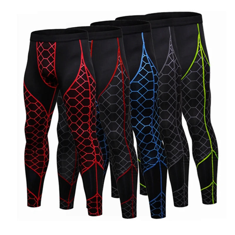 NEW Quality Men's Fitness Mesh Trousers Printed Splicing Quick-drying Elastic sports, strong wear resistance sport pants