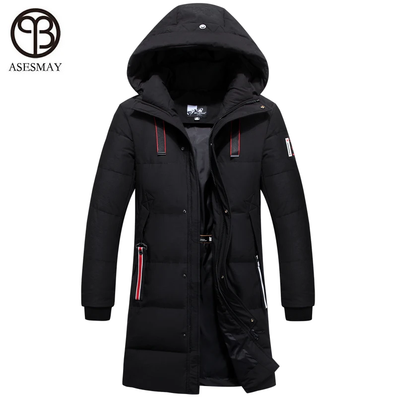 

Asesmay 2019 men down jacket long goose down coat minus degree winter parka hooded for lover fashion brand waterproof outerwear