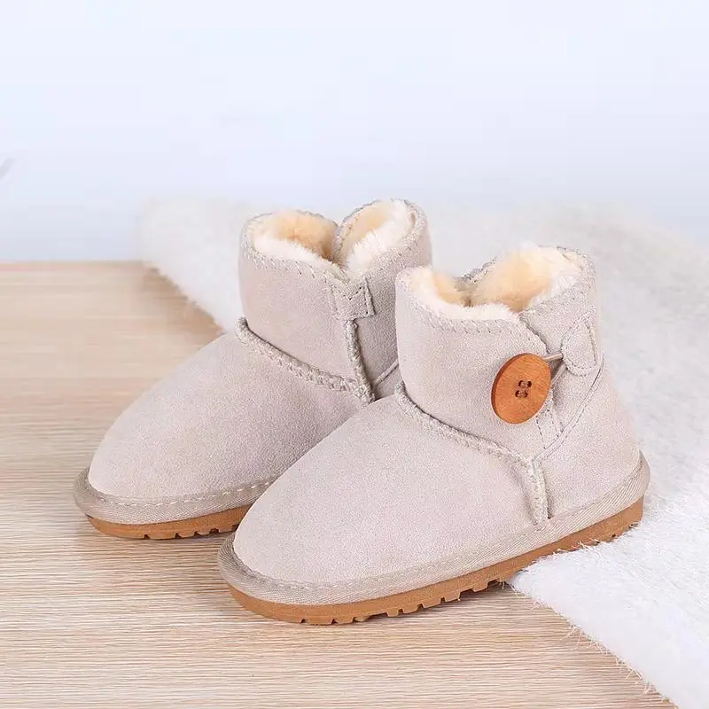 

2019 New Style BOY'S Girls Anti-slip Snow Boots plus Velvet Button-Boots Versatile Flat Anti-slip Cotton-padded Shoes