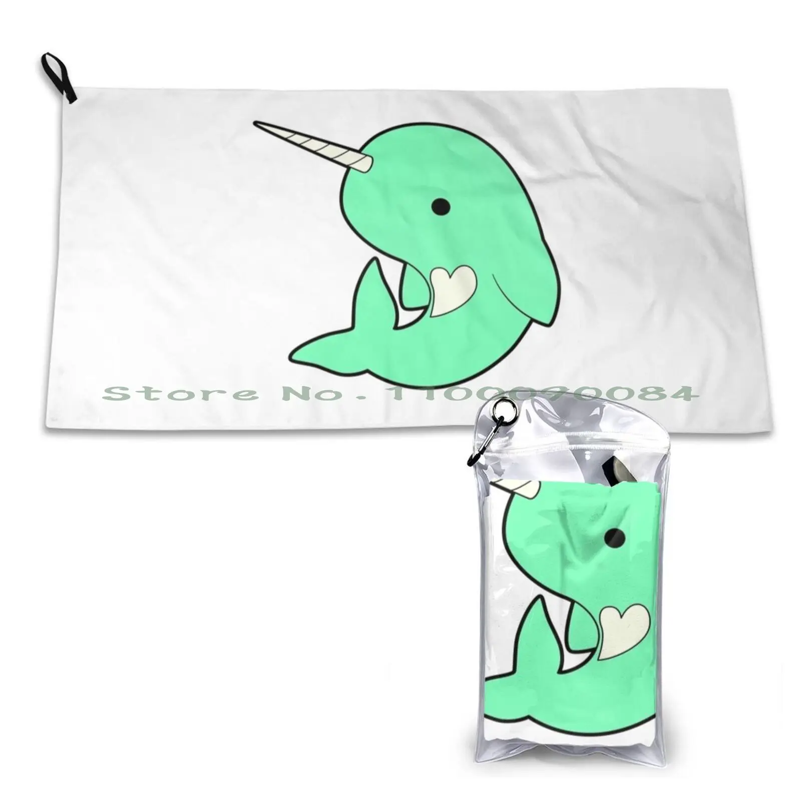 Cute Teal Narwhal Asciugamano Ad Asciugatura Rapida Palestra Bagno Sportivo Salvagente Portatile Salvagente Nuoto Sea Life Beach Life Holy Boa Raft Li