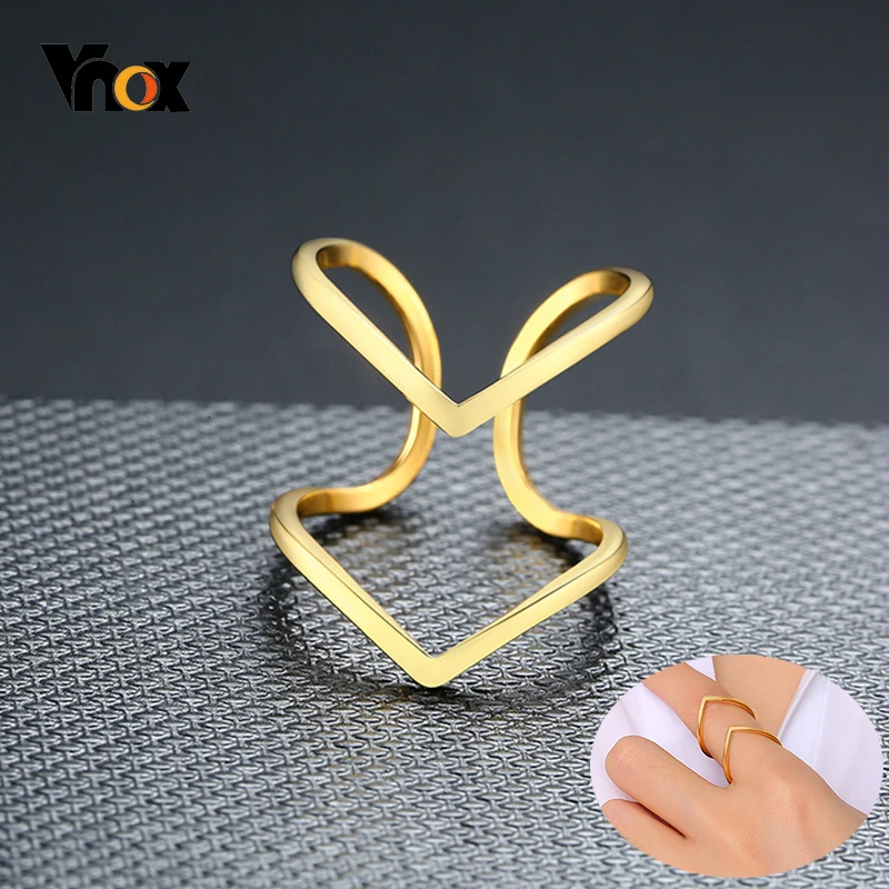 Vnox кольца на Шевроны для женщин подарки день рождения ювелирные изделия золотого